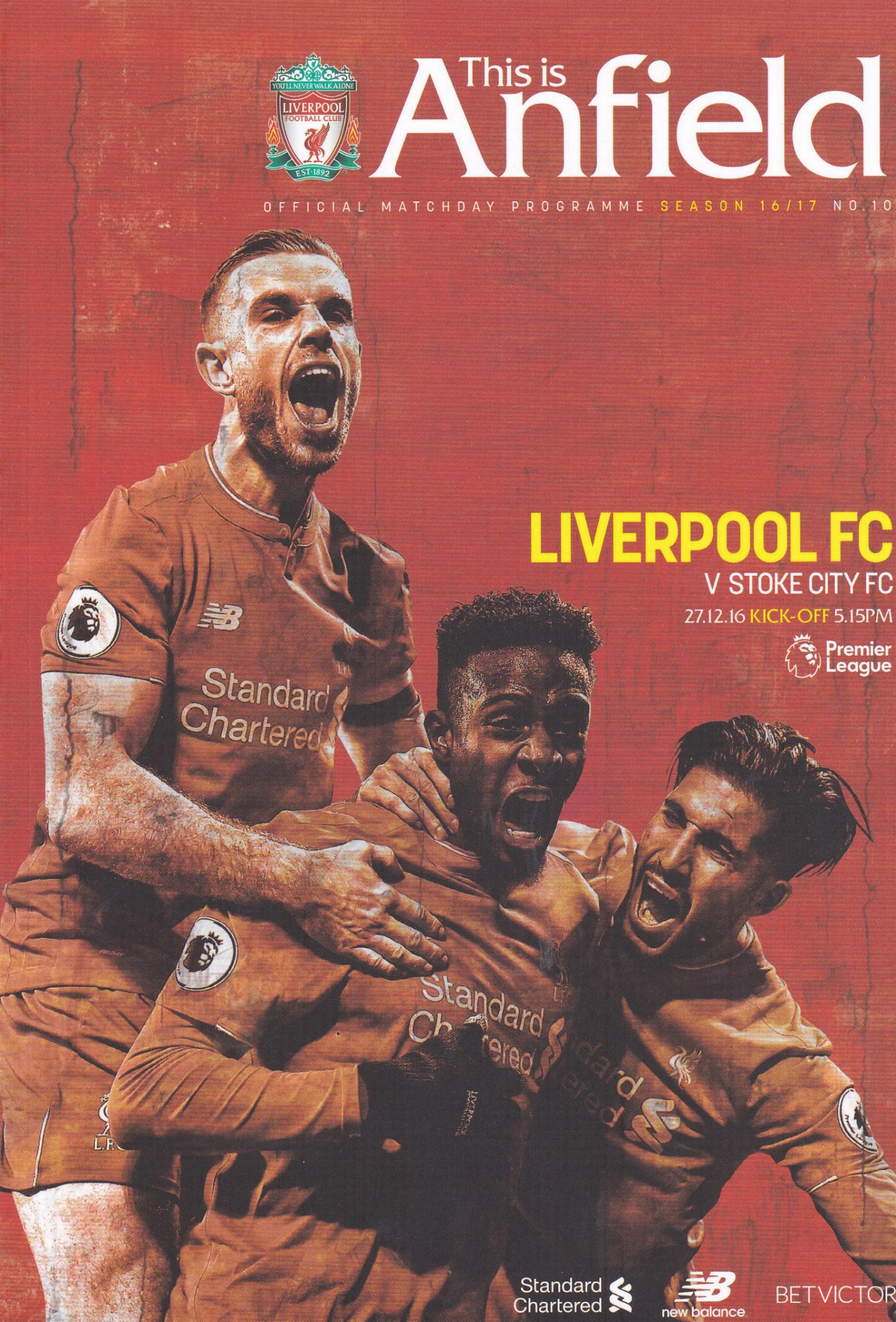 LIVERPOOL v STOKE CITY 2016/17